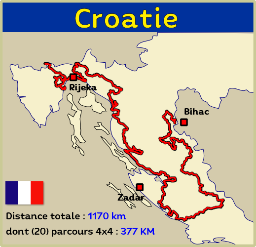 Carte 4x4 Europe Croatie