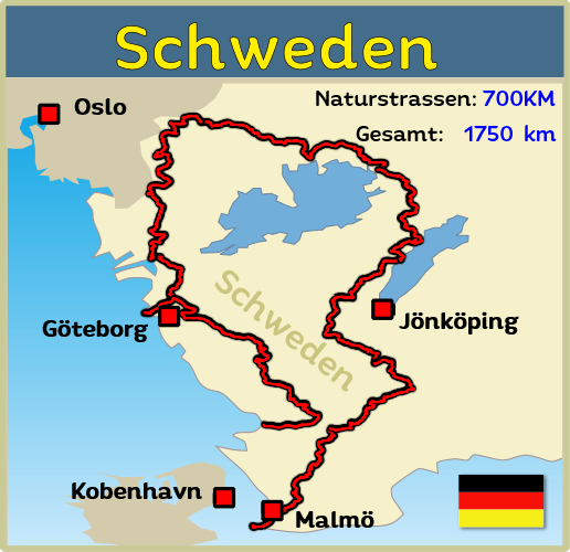 Offroad Touren Karte von Schweden für Offroad strecken und Pisten