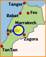 Carte générale de la septième étape du voyage à moto au Maroc, de Marrakech au désert en passant par le Haut Atlas et la vallée du Drâa