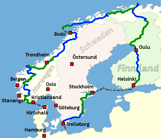 Motorrad Tourenkarte Nordkap