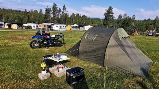 Zeltplatz bei Oslo Motorradtour