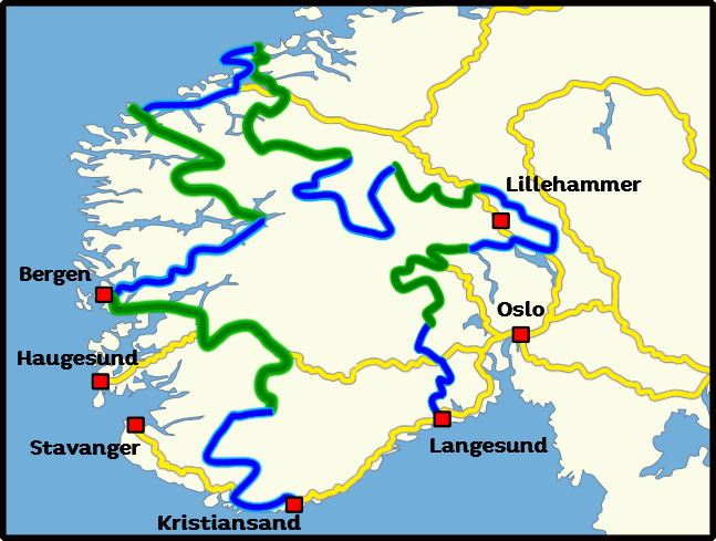 Offroad Tour Norwegen Karte für 4x4, SUV oder Geländewagen