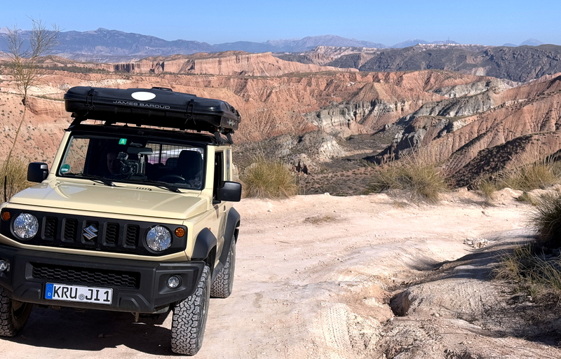 The Gorafe desert in southern Spain can be crossed with an off-road vehicle such as an enduro or 4x4 SUV.