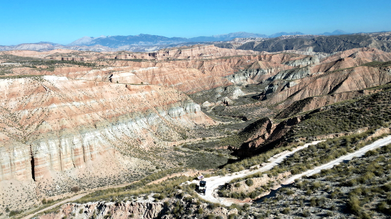 The Gorafe desert in southern Spain can be crossed with an off-road vehicle such as an enduro or 4x4 SUV.