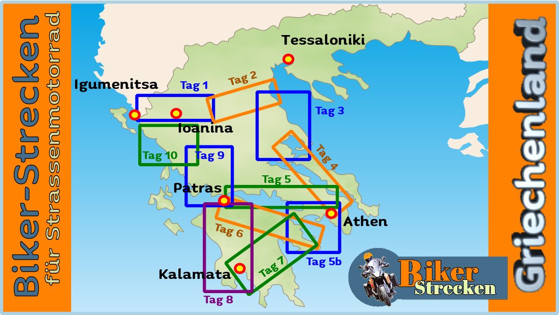 Motorrad Tourenkarte Griechenland