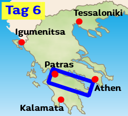 Übersichtskarte Motorradtouren Griechenland Tag7