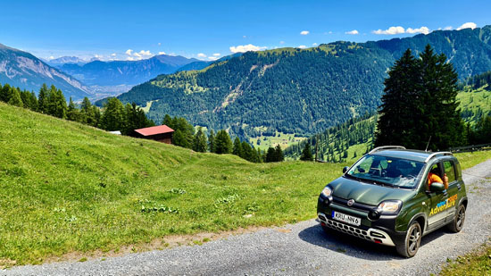 Mit dem Panda 4x4 Geländewagen zum Offroadfahren in der Schweiz