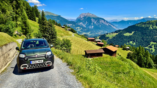 Mit dem Panda 4x4 Geländewagen zum Offroadfahren in der Schweiz